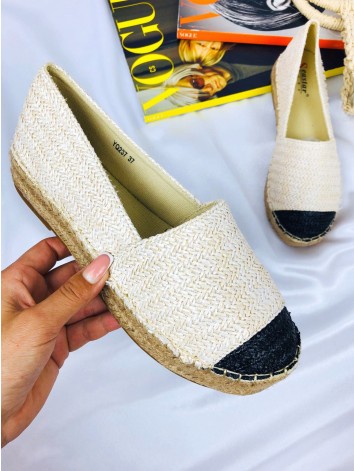 Dámske slamené béžové espadrilky