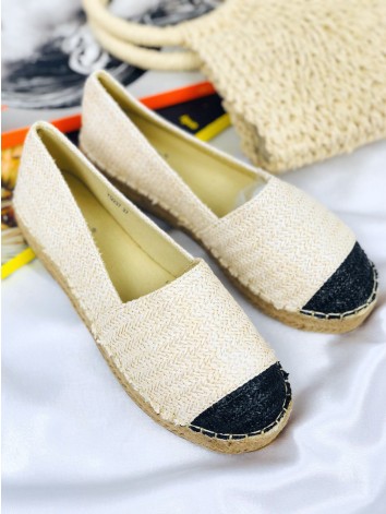 Dámske slamené béžové espadrilky