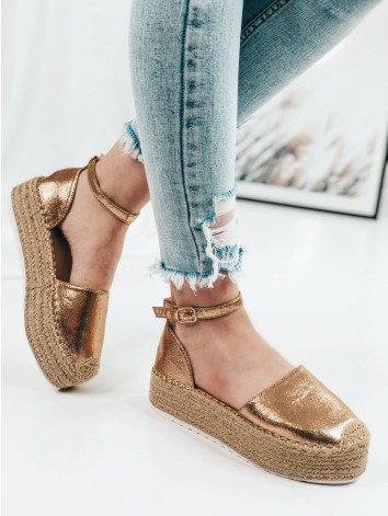 Dámske medené espadrilky na platforme