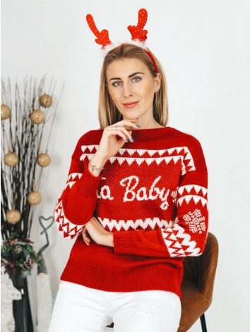 Dámsky červený vianočný sveter Santa Baby