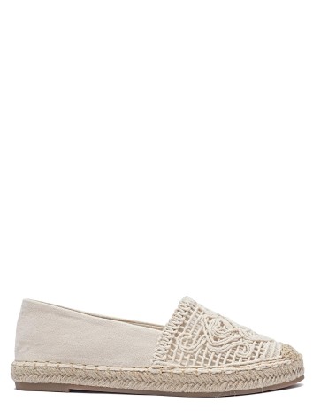 Dámske háčkované espadrilky - béžové